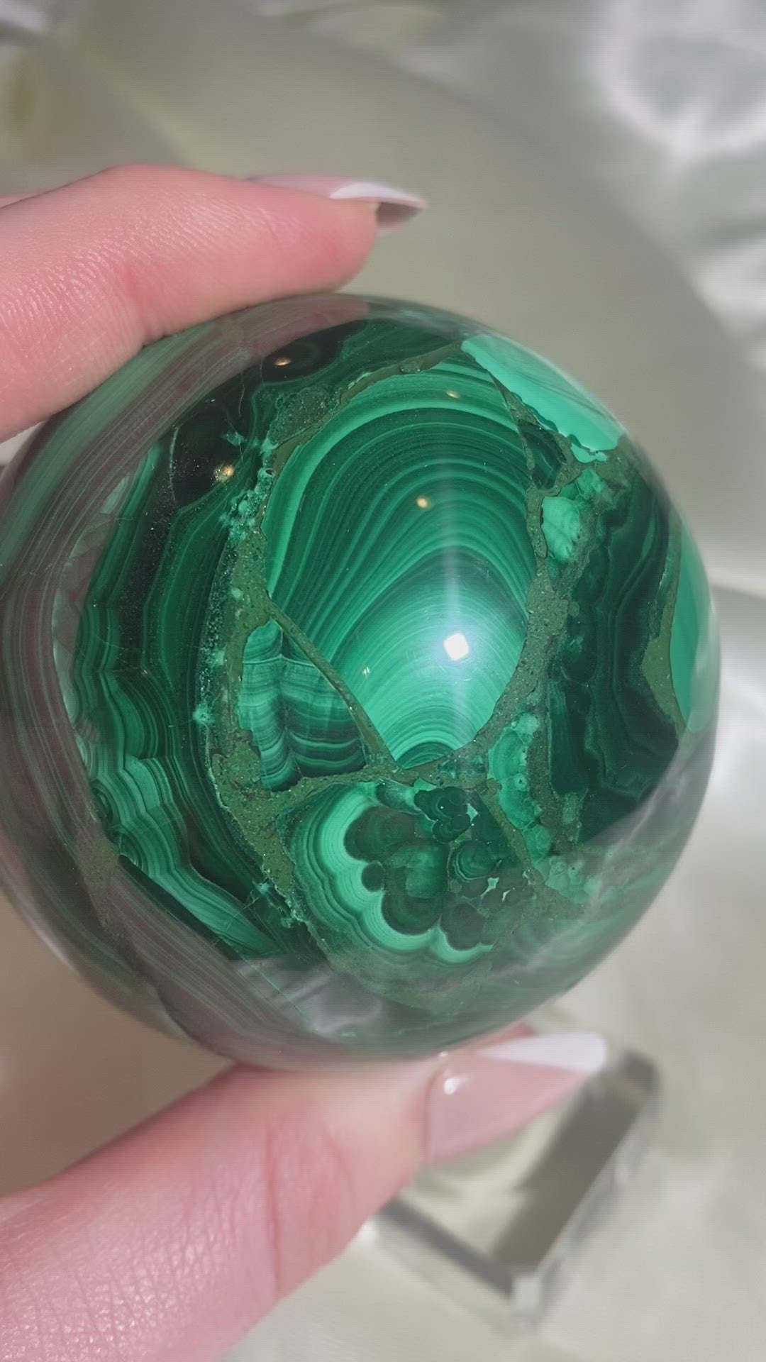 Malachite Sphere (W) 1 lb & 7 oz