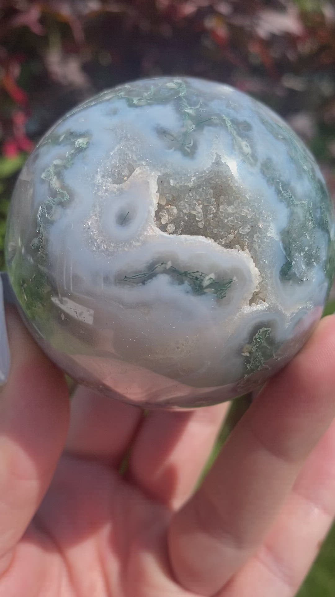 Druzy Moss Agate Sphere (Q)