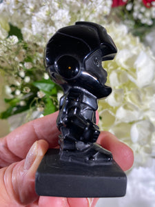 Self-Standing Obsidian Character Carving - Ironman