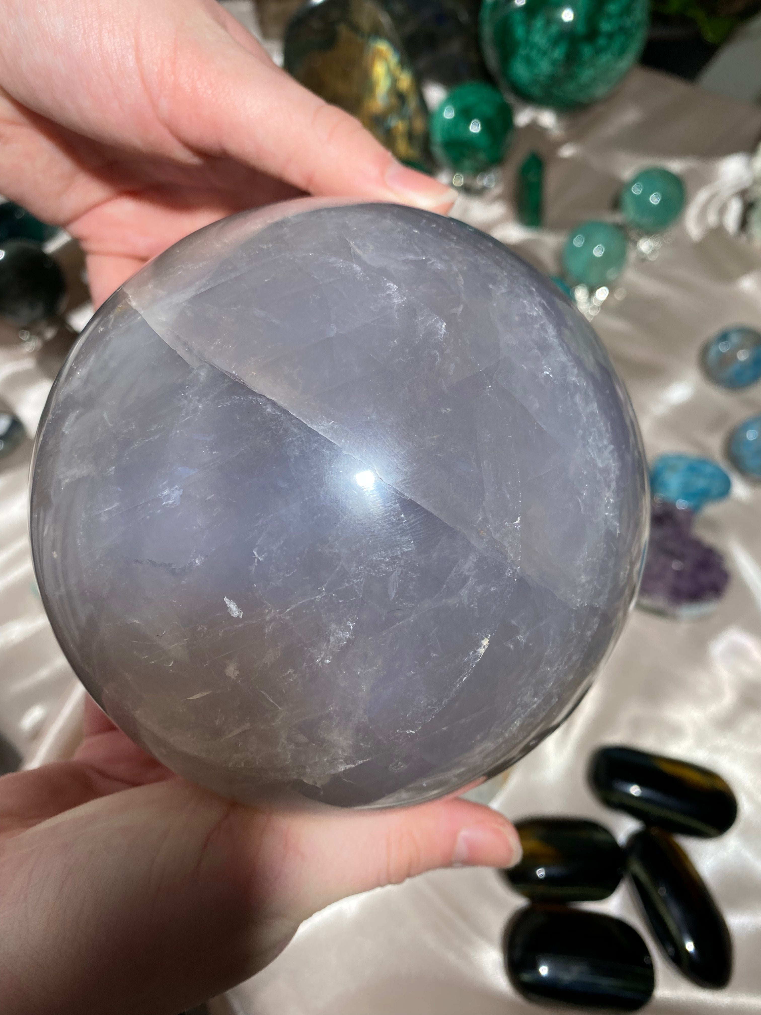 XXL Blue Rose Quartz Sphere (7+lbs)