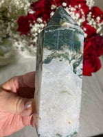 Load image into Gallery viewer, Druzy Large Moss Agate Tower (DD)
