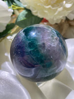 Load image into Gallery viewer, XL Rainbow Fluorite Sphere with Mica 1.65 lbs (A)

