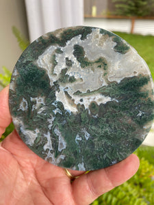 Moss Agate Round Slab/Coaster (B)