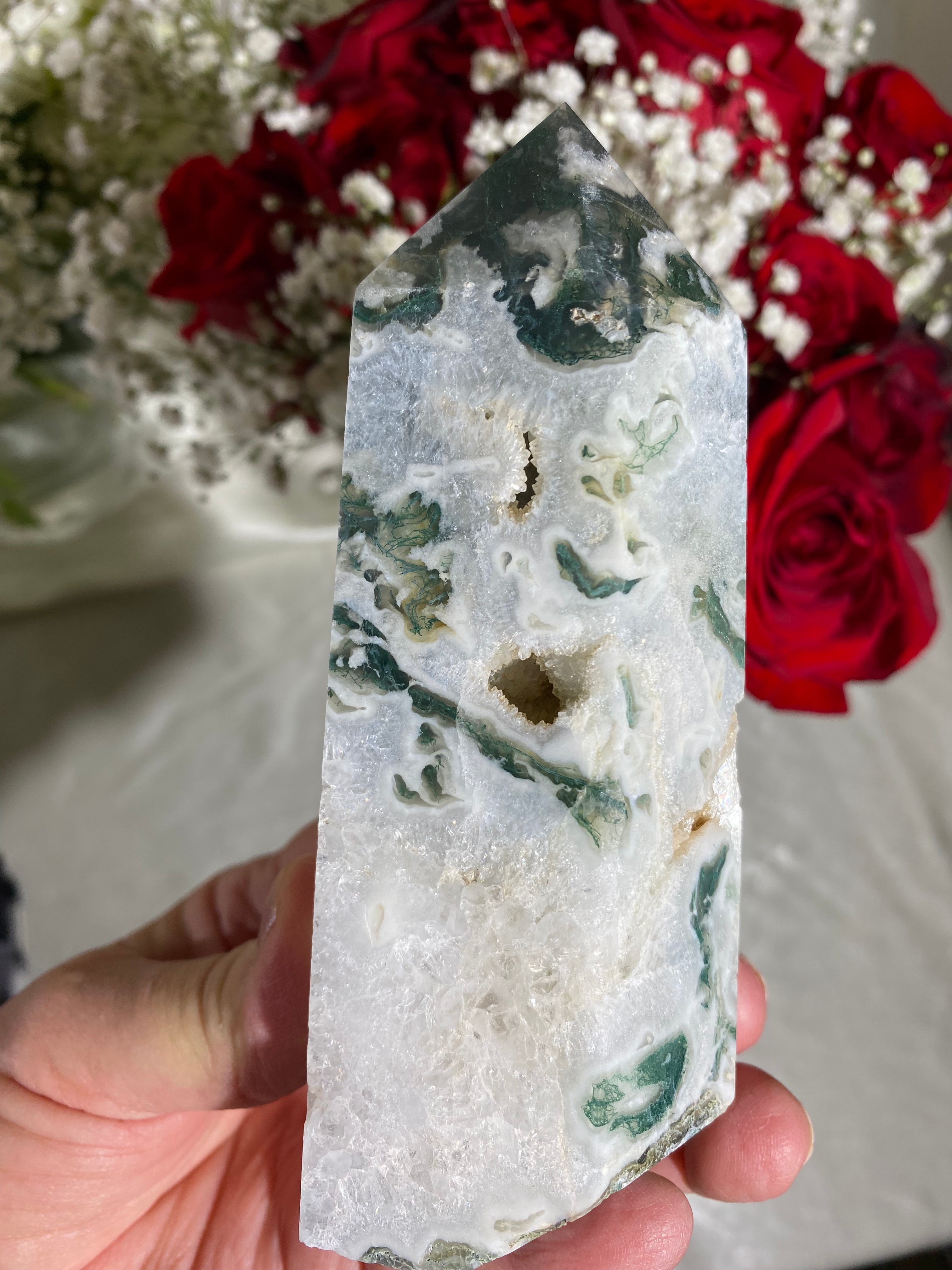 Druzy Large Moss Agate Tower (DD)