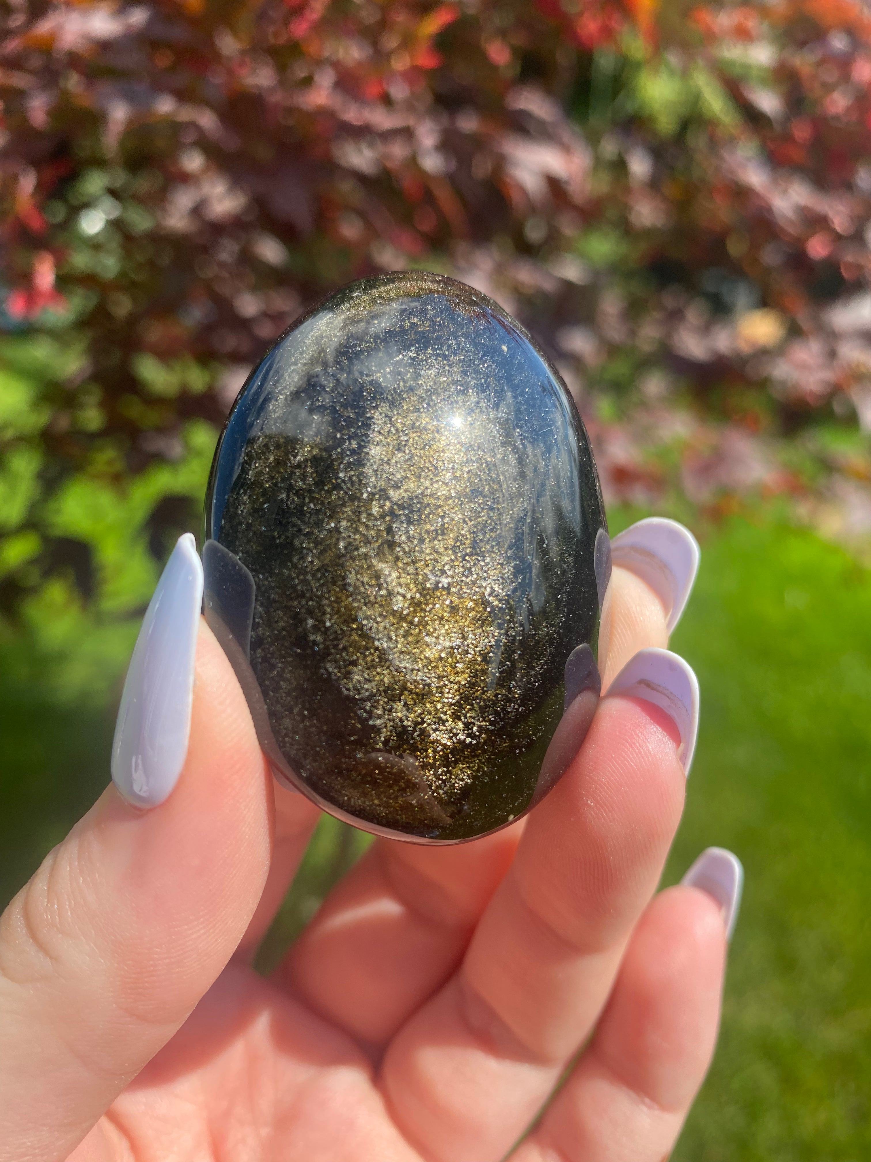 Golden Sheen Obsidian Palmstone - You Choose