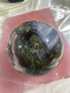 XL Druzy Moss Agate Sphere (XMA9)