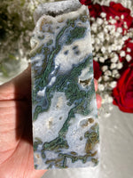 Load image into Gallery viewer, Druzy Large Moss Agate Tower (EE)
