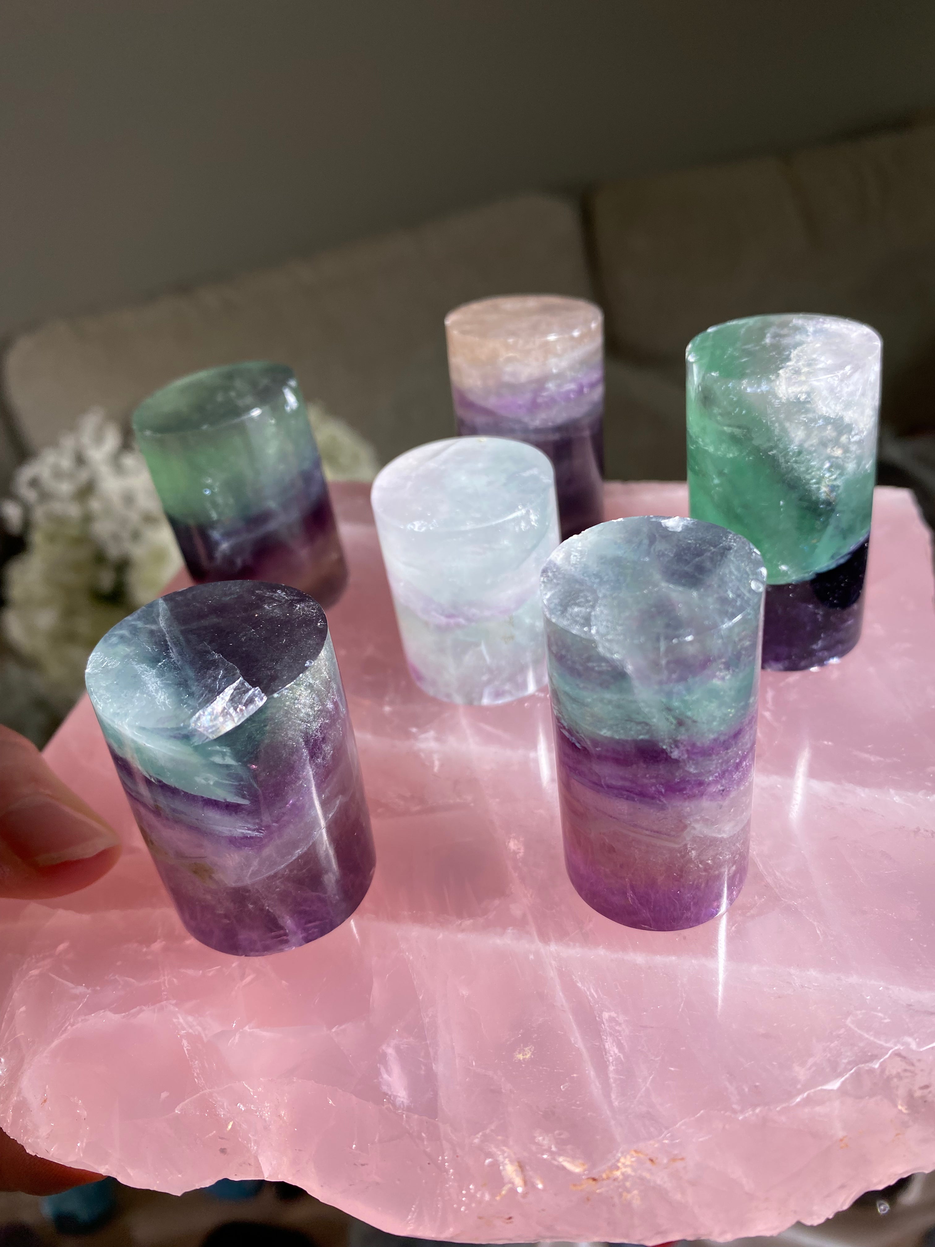 Medium Rainbow Fluorite Cylinder (1 piece)
