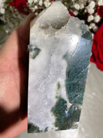 Load image into Gallery viewer, Druzy Large Moss Agate Tower (HH)
