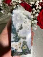Load image into Gallery viewer, Druzy Large Moss Agate Tower (HH)
