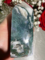 Load image into Gallery viewer, Druzy Large Moss Agate Tower (HH)

