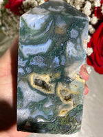 Load image into Gallery viewer, Druzy Large Moss Agate Tower (II)
