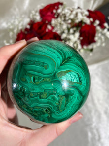 Druzy Malachite Sphere - Rare