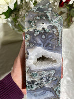 Load image into Gallery viewer, Druzy XL Moss Agate Tower (AA)
