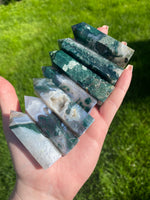 Load image into Gallery viewer, Small Moss Agate Tower (1 piece)
