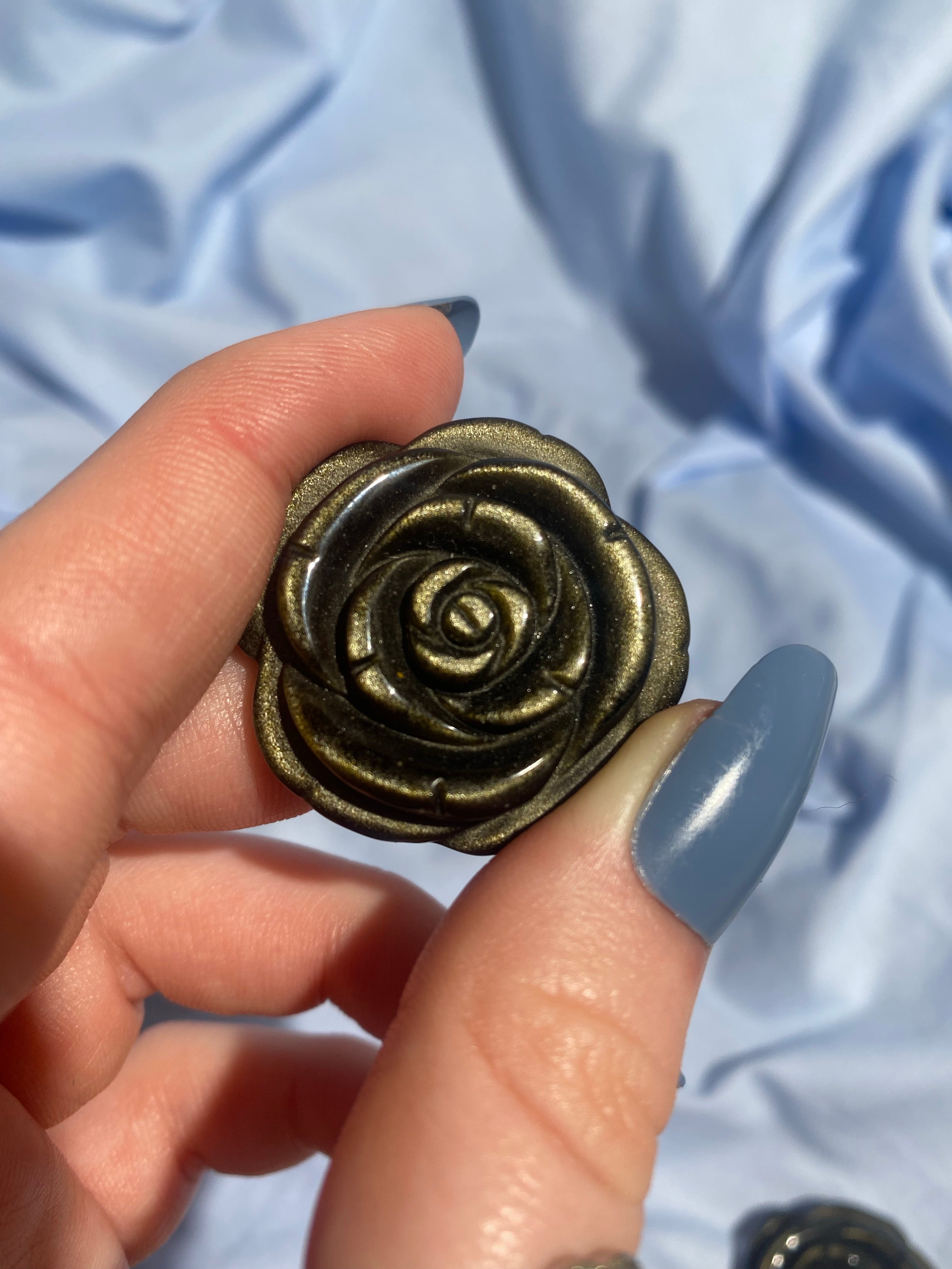 Golden Sheen Obsidian Rose Carving (1 piece)