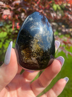 Load image into Gallery viewer, Golden Sheen Obsidian Palmstone - You Choose
