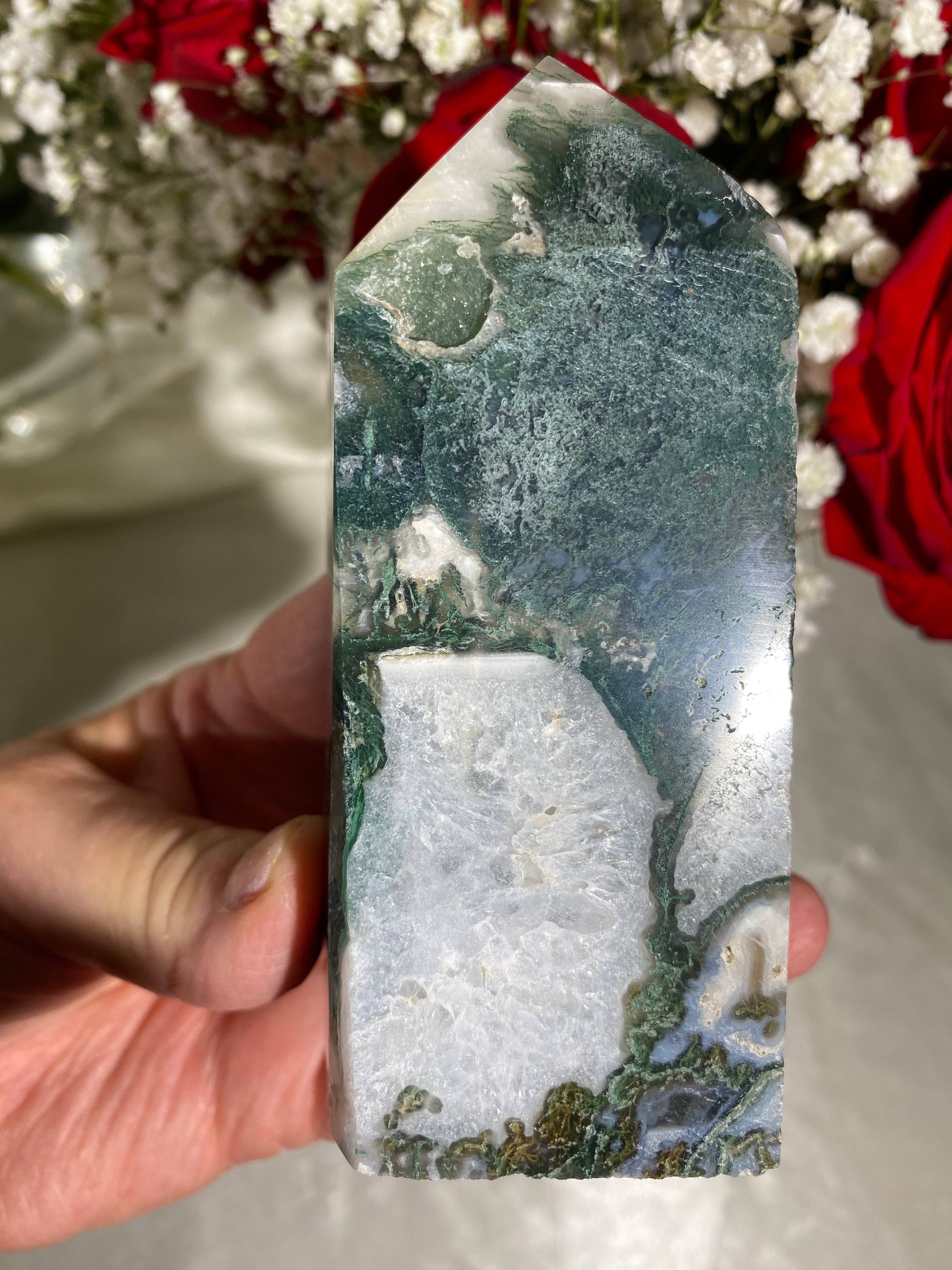 Druzy Large Moss Agate Tower (HH)