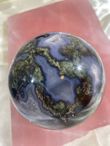 XL Druzy Moss Agate Sphere (XMA9)