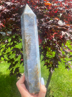 Load image into Gallery viewer, XL Moss Agate Tower D (10” tall, 2.2 lbs)

