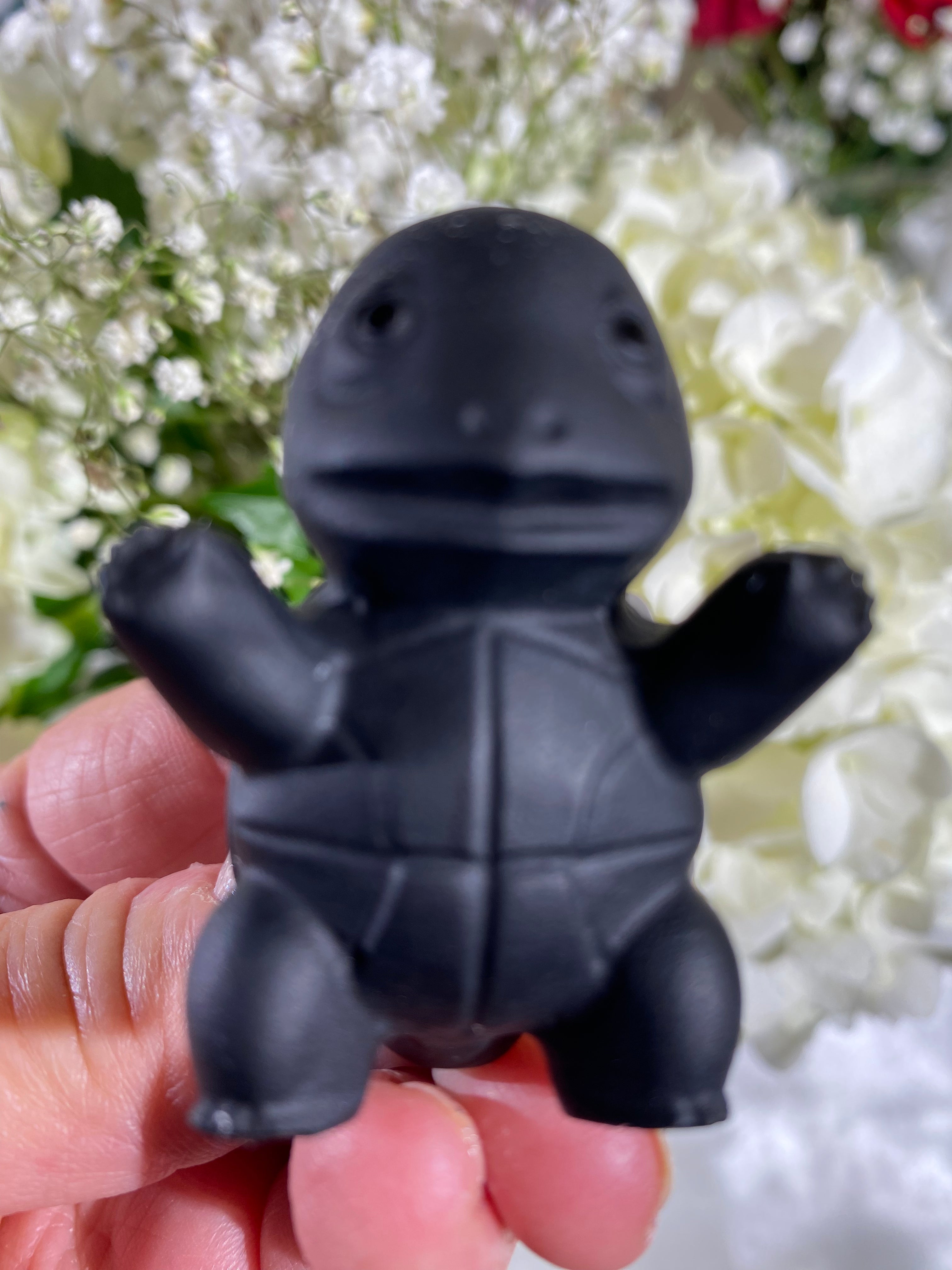 Self-Standing Obsidian Character Carving - Squirtle