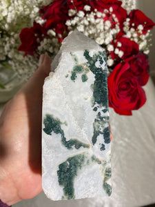 Druzy Large Moss Agate Tower (CC)