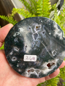 Moss Agate Round Slab/Coaster (R)