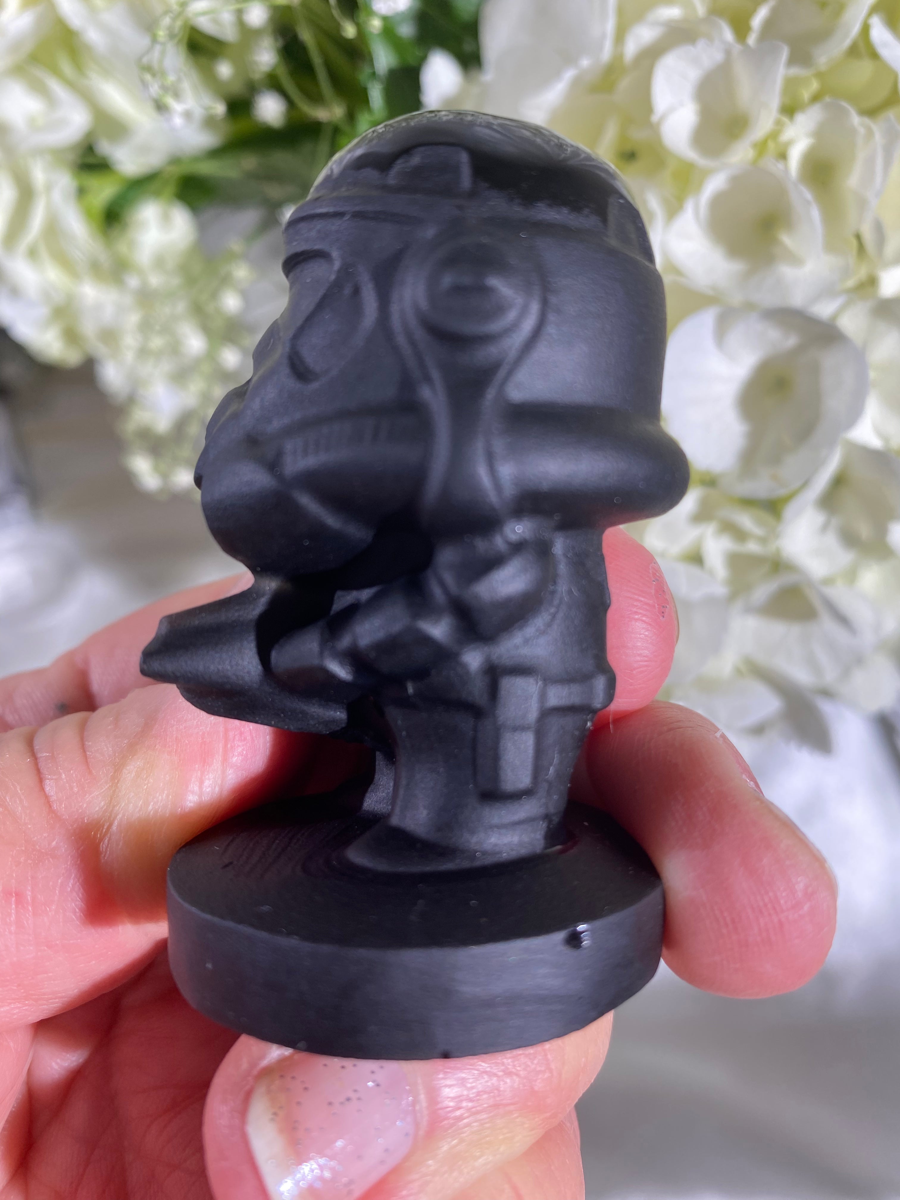 Self-Standing Obsidian Character Carving - Stormtrooper