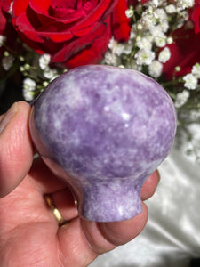 Lepidolite Alien Carving