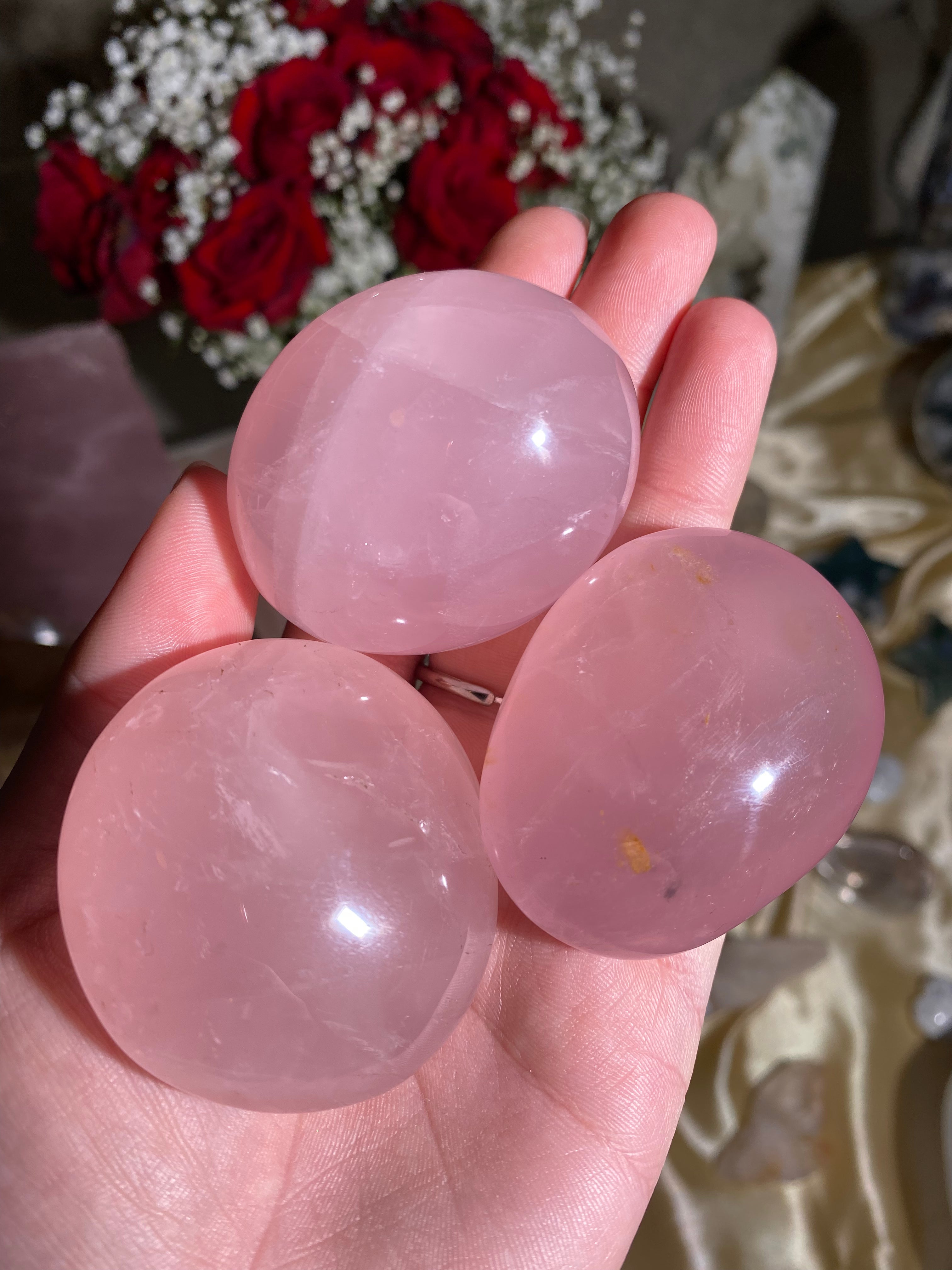 Rose Quartz Palmstone - (1 Palmstone)