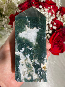 Druzy Large Moss Agate Tower (FF)