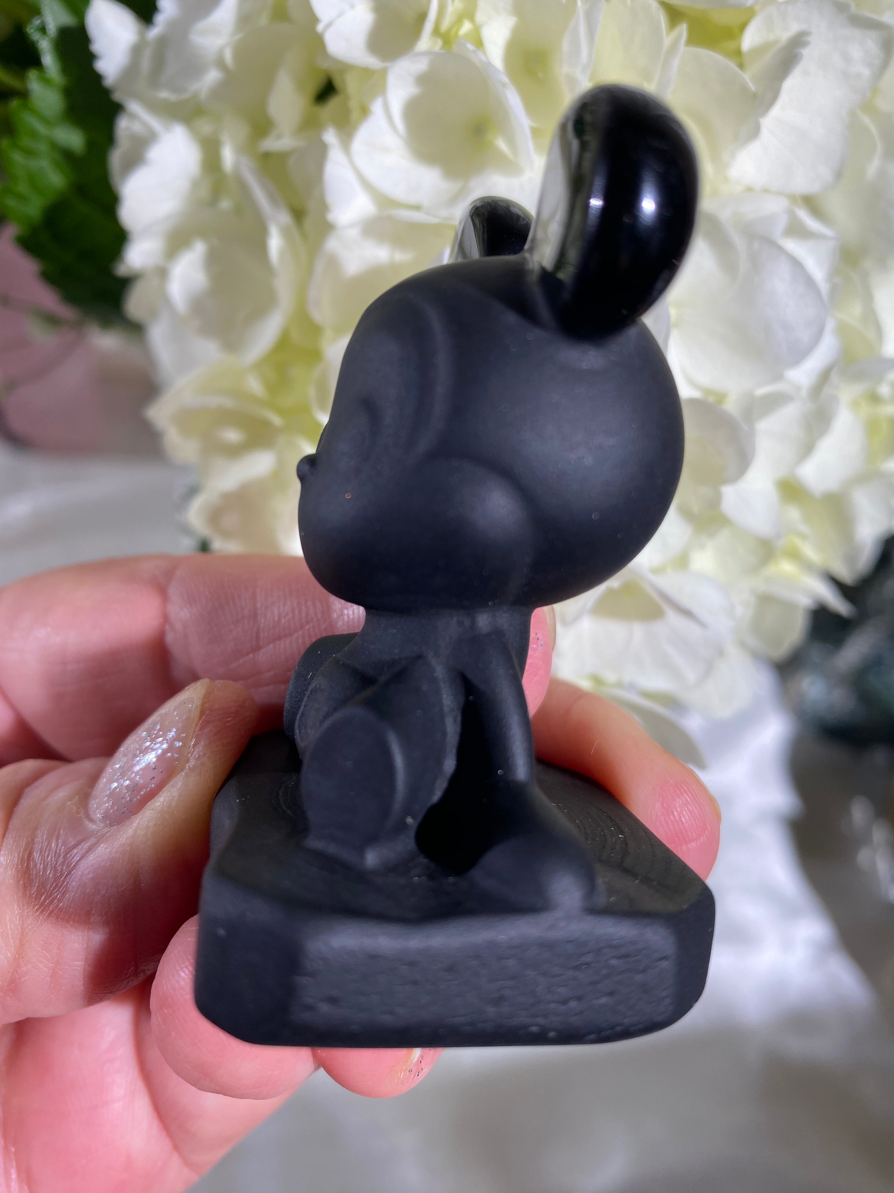 Self-Standing Obsidian Character Carving - Mickey