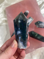 Load image into Gallery viewer, Moss Agate Tapered Cupcake Tower (1 piece)
