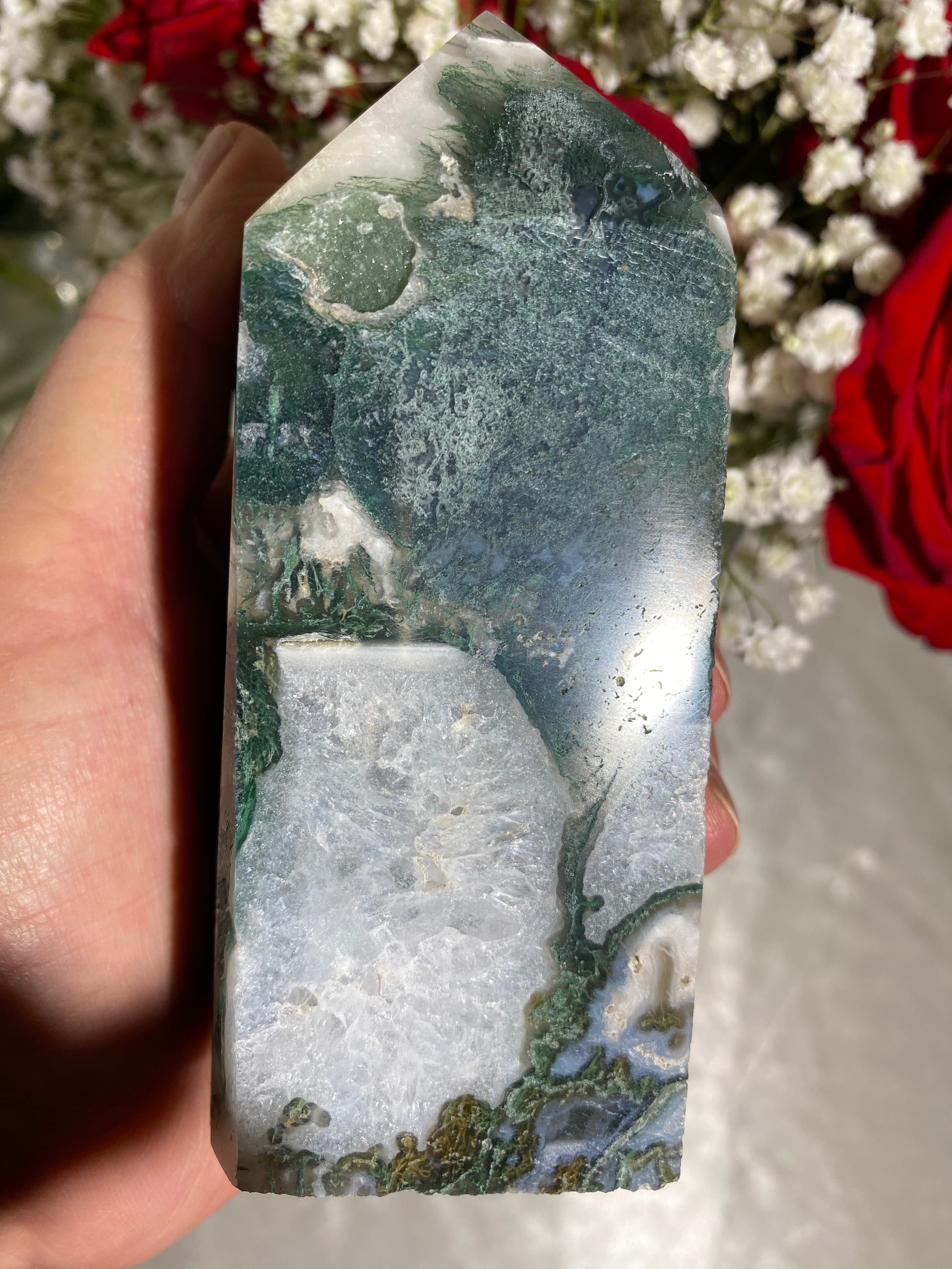 Druzy Large Moss Agate Tower (HH)