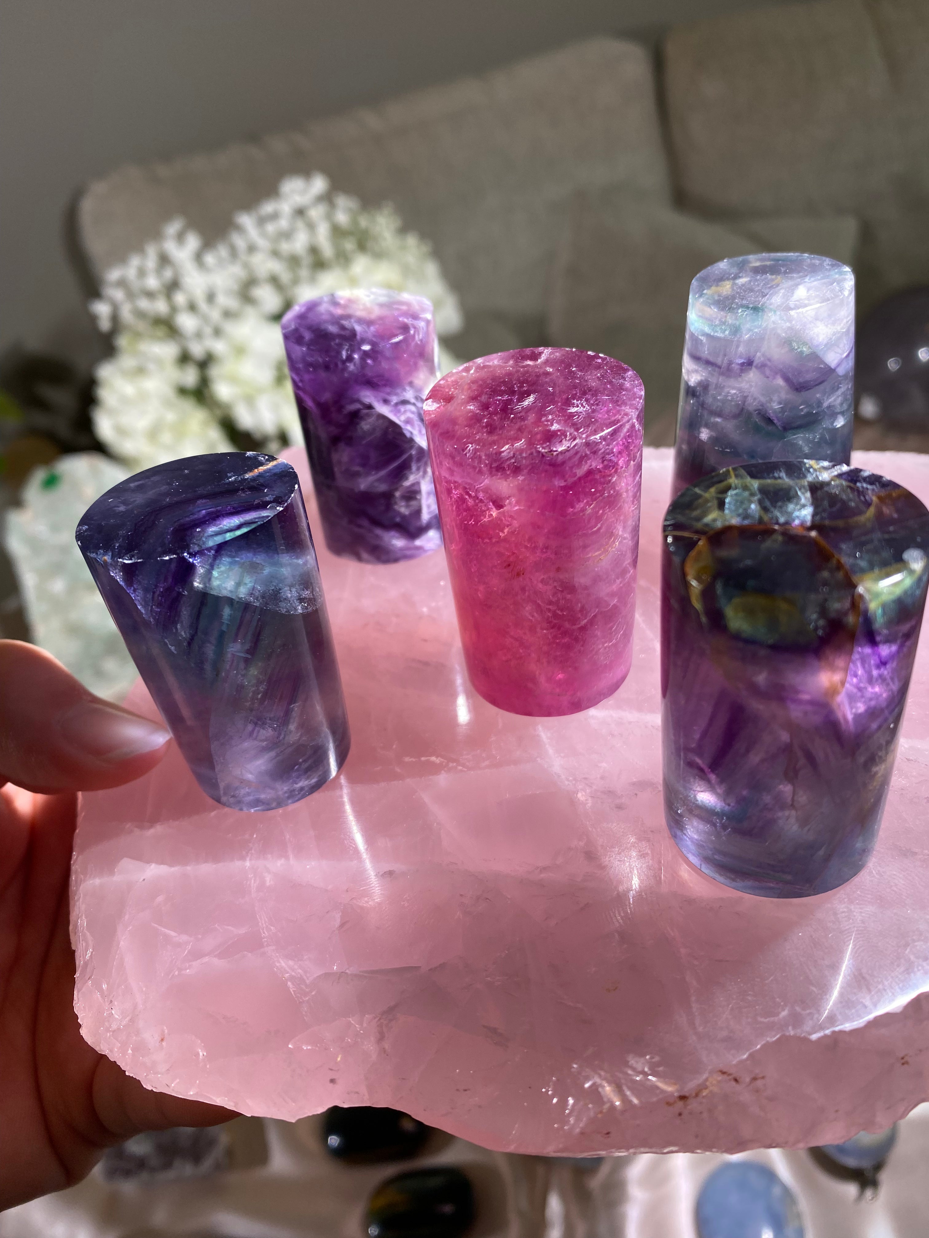Large Rainbow Fluorite Cylinder (1 piece)
