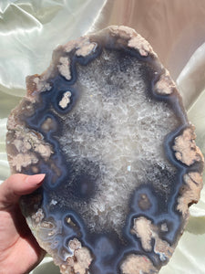 XXL Dark Flower Agate with Quartz Slab