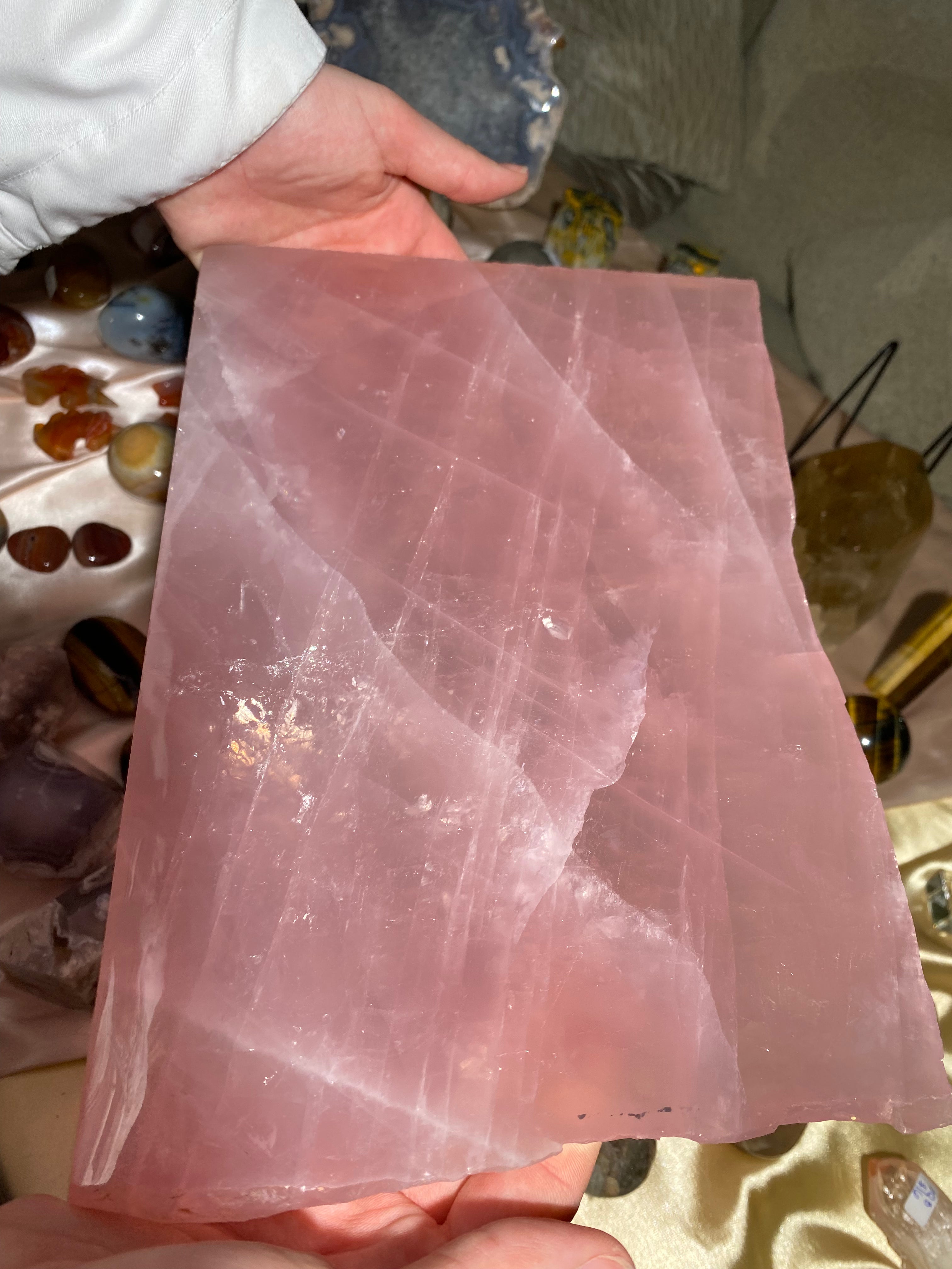 XXL Bubblegum Pink Rose Quartz Slab (6.2 lbs)