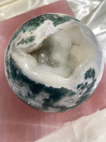 Load image into Gallery viewer, XL Druzy Moss Agate Sphere (XMA18)
