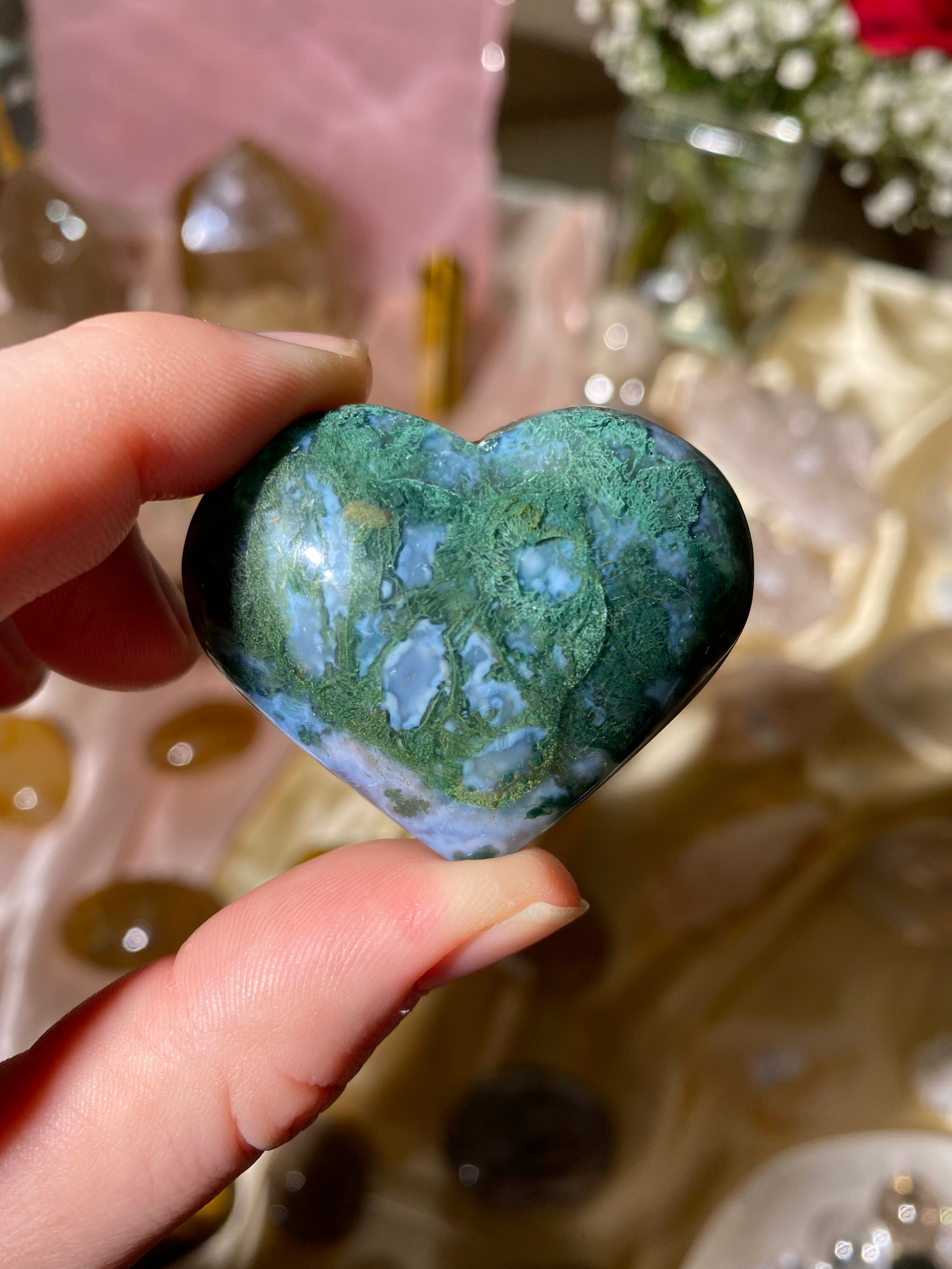 Moss Agate Heart (14C)