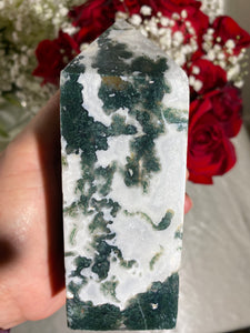 Druzy Large Moss Agate Tower (CC)