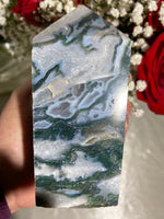 Load image into Gallery viewer, Druzy Large Moss Agate Tower (II)
