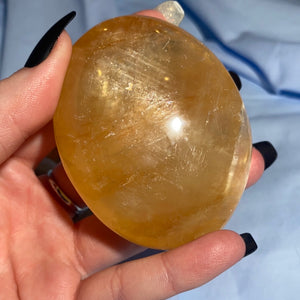 Honey Calcite Palm Stone