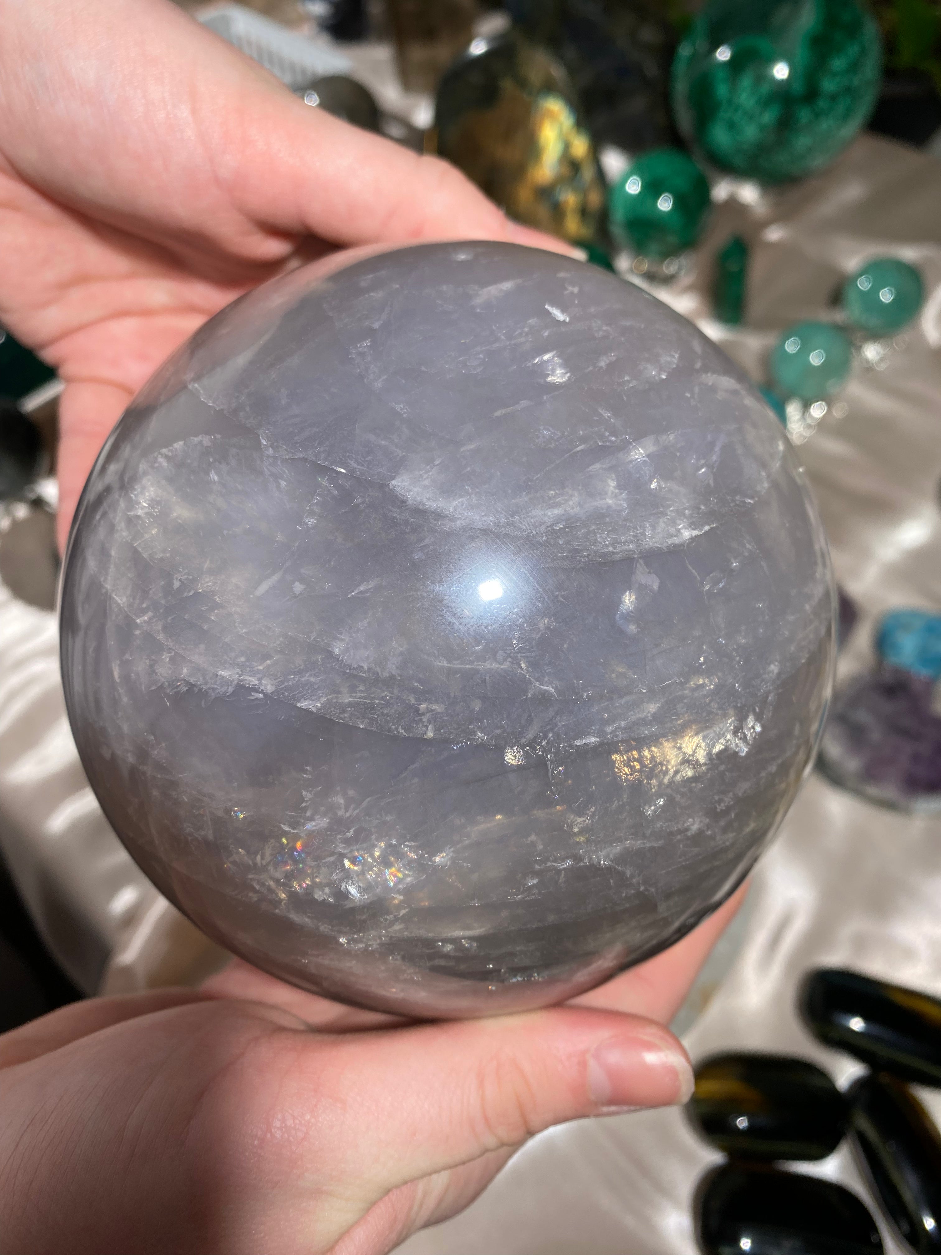 XXL Blue Rose Quartz Sphere (7+lbs)