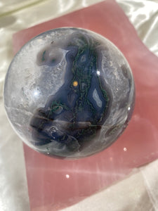 XL Druzy Moss Agate Sphere (XMA4)