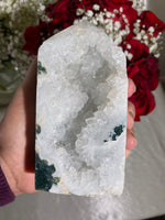Load image into Gallery viewer, Druzy Large Moss Agate Tower (CC)
