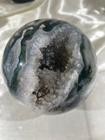 Load image into Gallery viewer, XL Druzy Moss Agate Sphere (BH)
