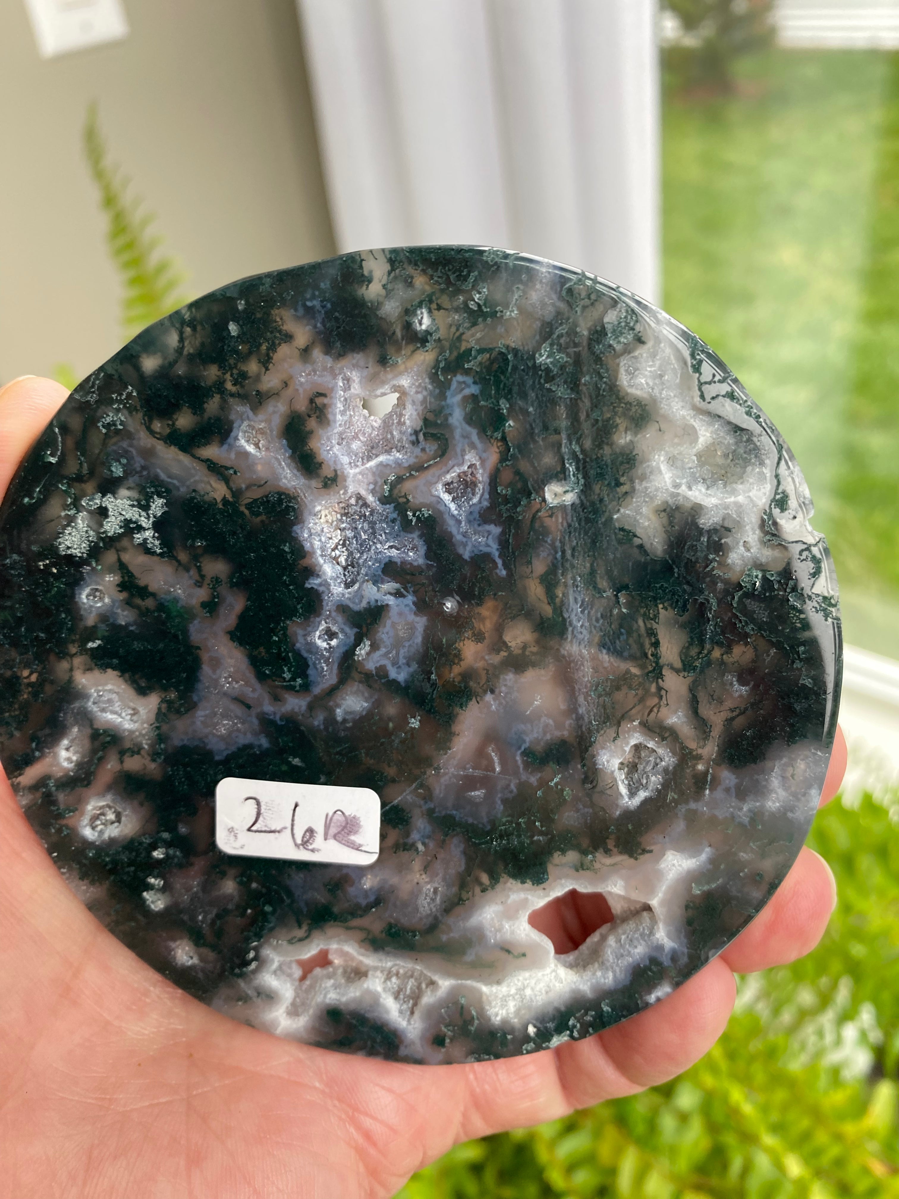 Moss Agate Round Slab/Coaster (R)