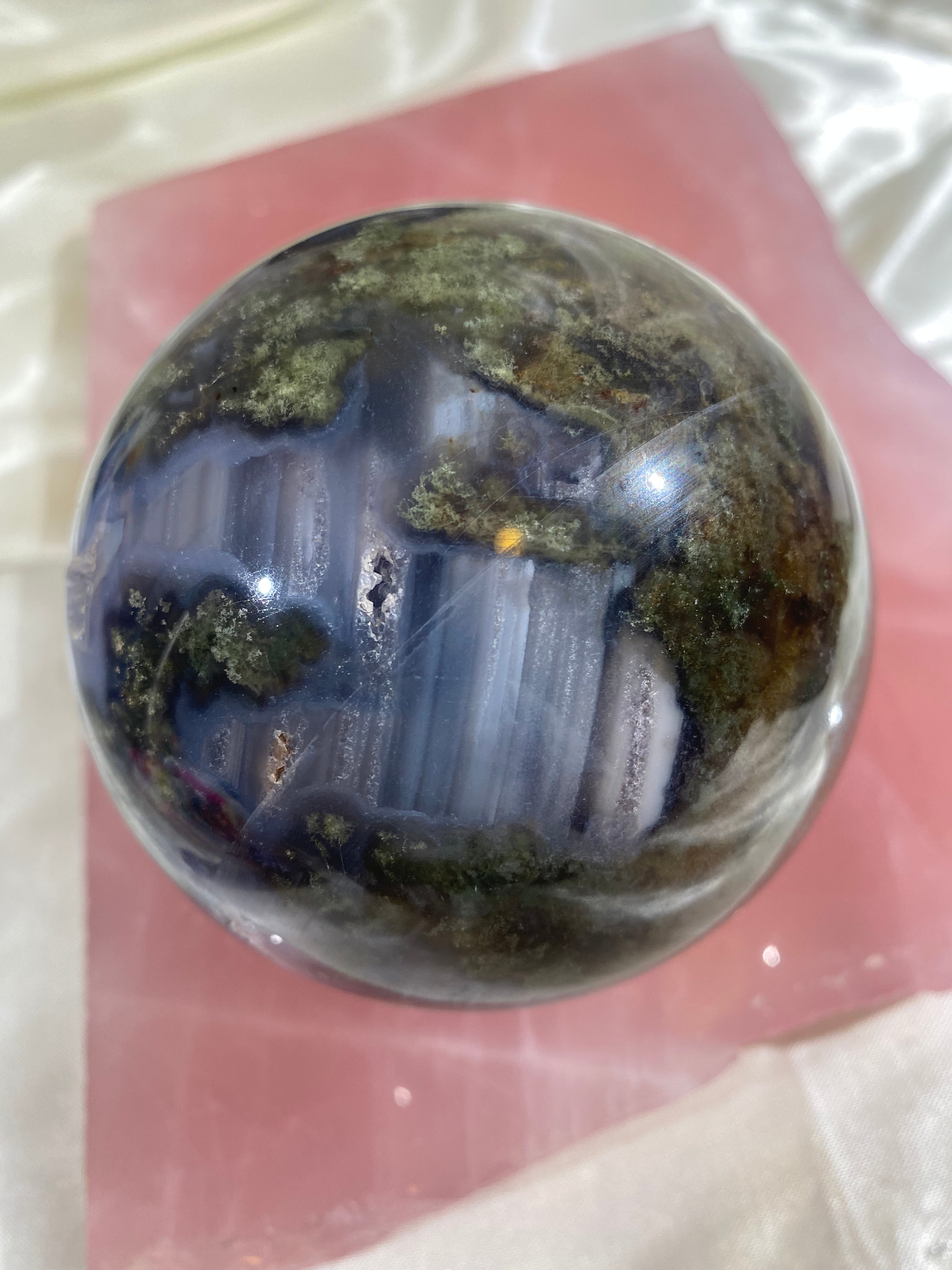 XL Druzy Moss Agate Sphere (XMA9)