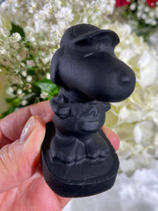 Self-Standing Obsidian Character Carving - Snoopy