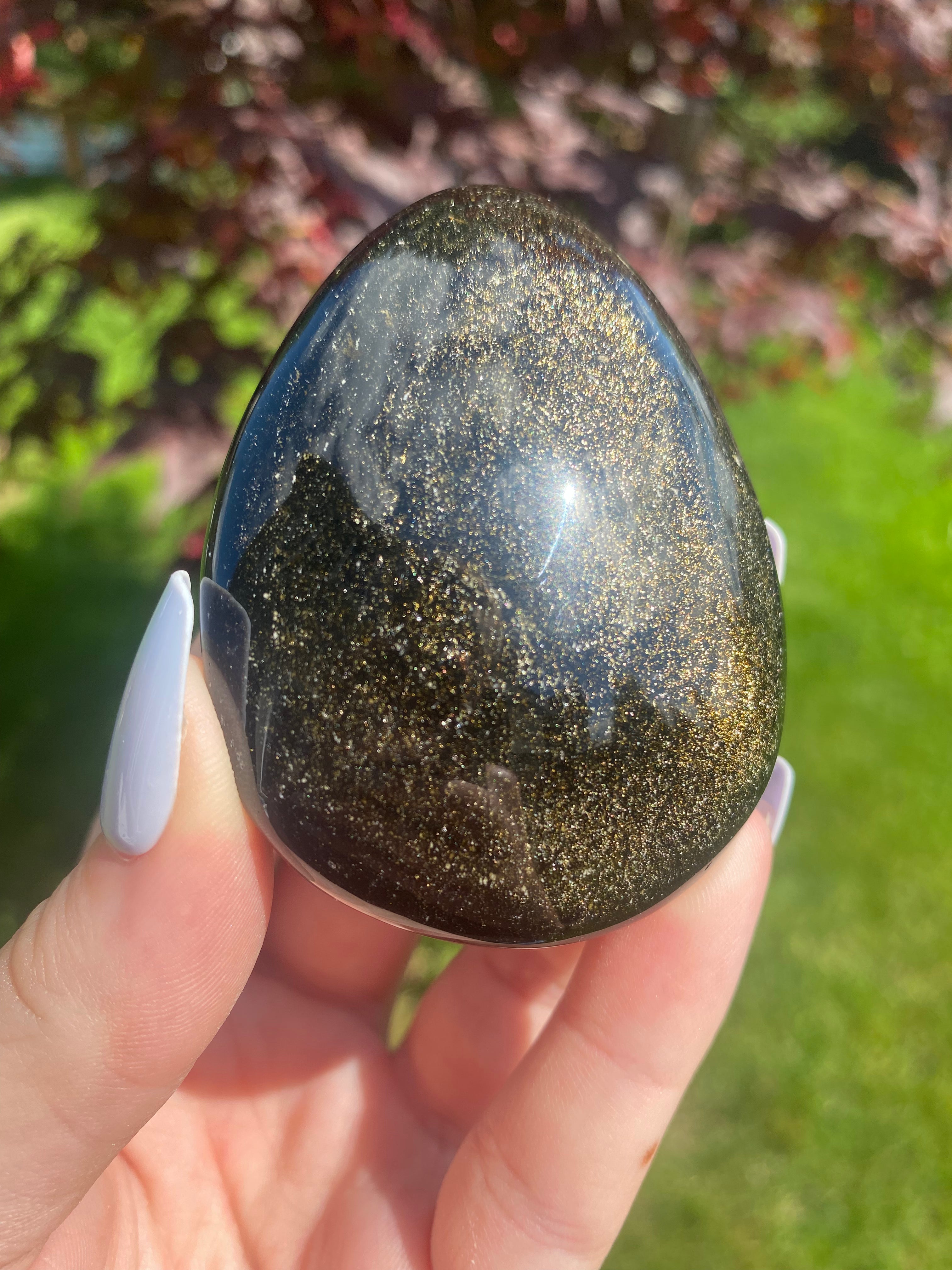 Golden Sheen Obsidian Palmstone - You Choose